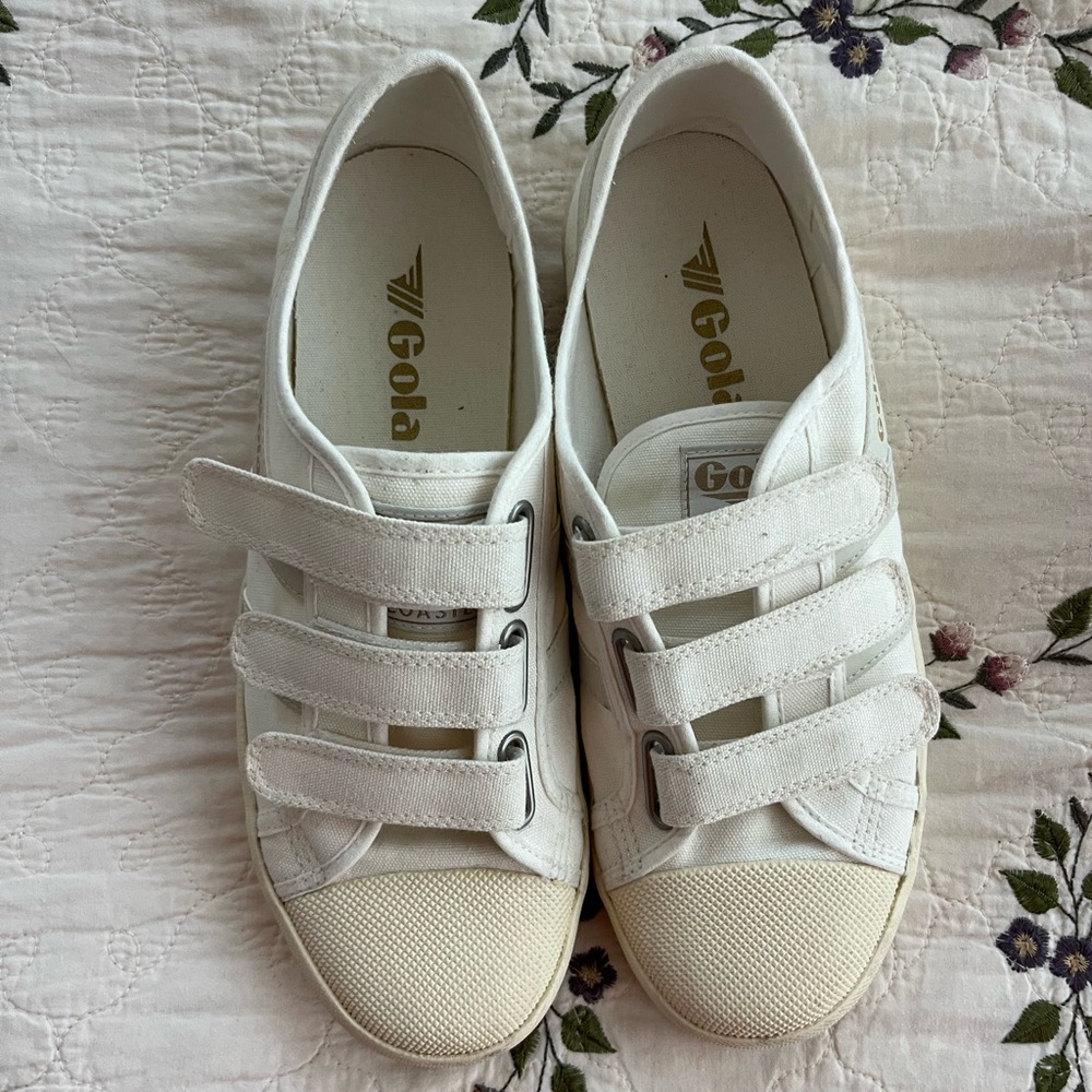 gola velcro strap white canvas sneakers